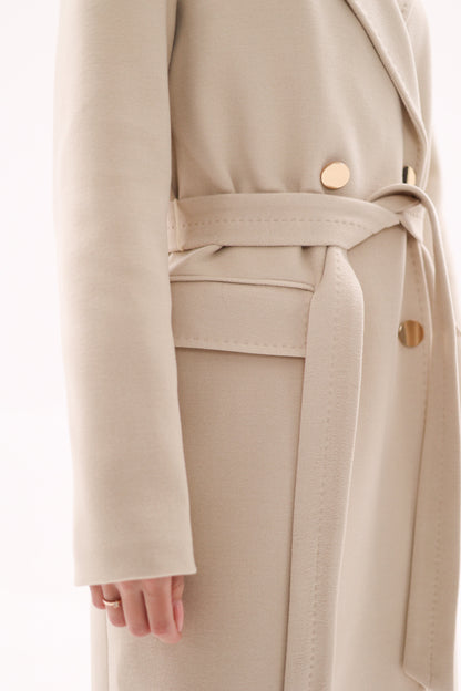 Denise Cashmere Blend Overcoat in Nude
