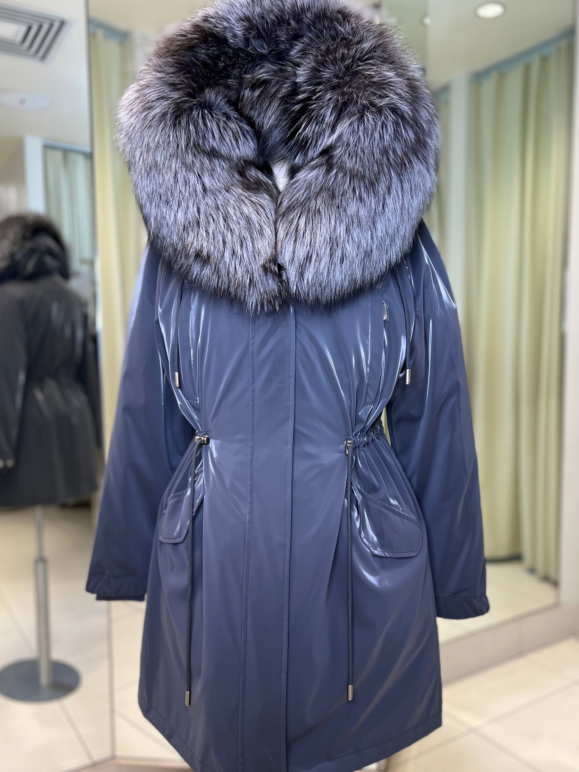 Genuine Silver Fox Fully Lined Hood Rabbit Insulated Parka