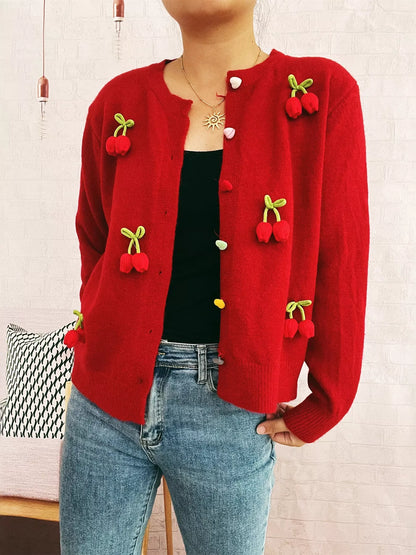 Flower Button Up Long Sleeve Cardigan