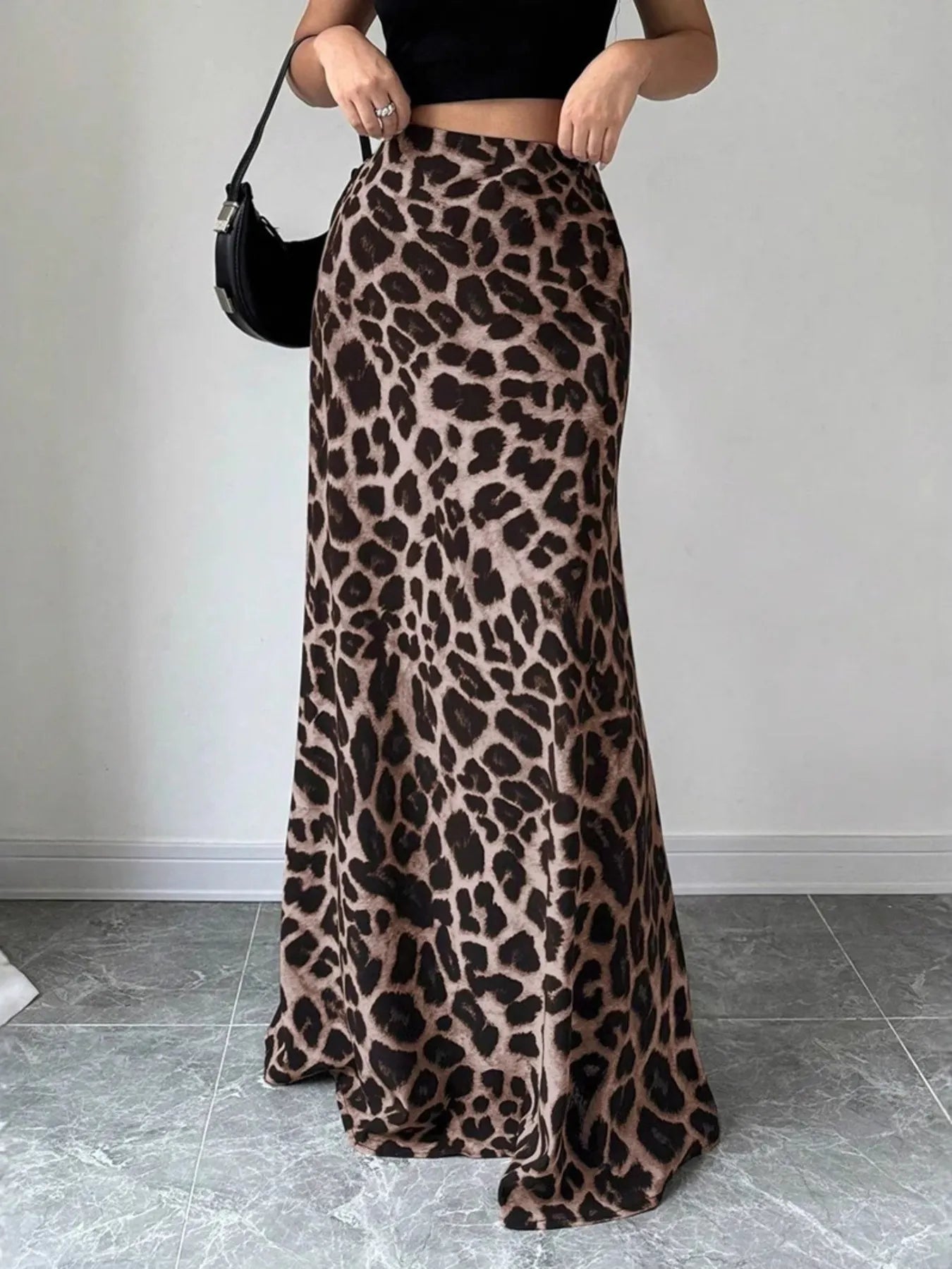 Leopard Print High-Waisted Maxi Skirt
