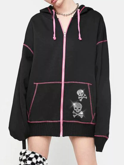 Halloween Zip-Up Drawstring Hoodie