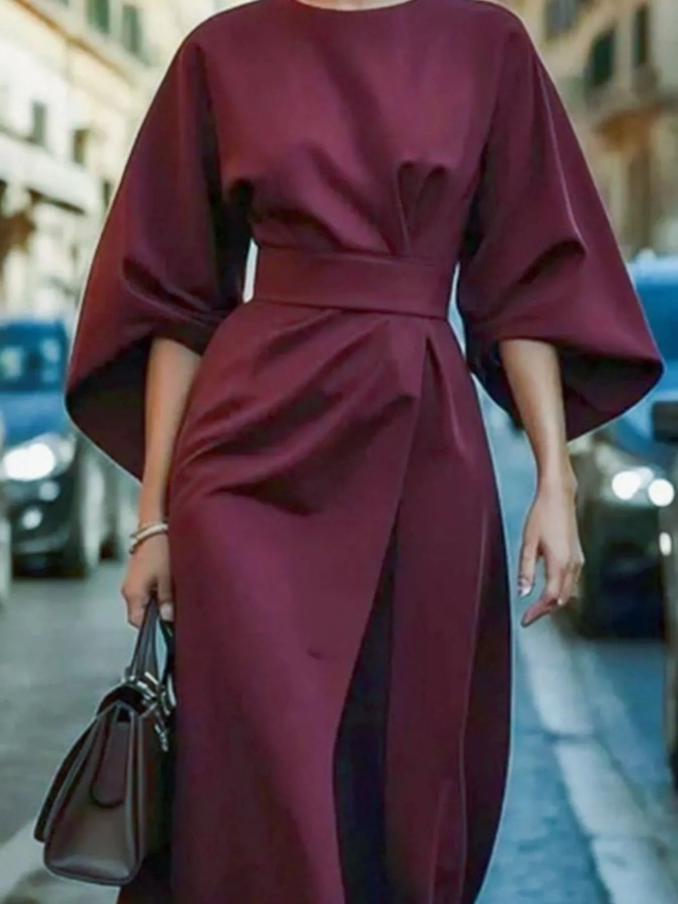 Round Neck 3/4 Sleeve Dress