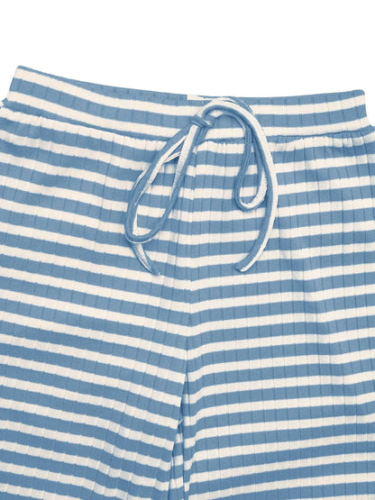 Striped Square Neck Long Sleeve Top and Pants Lounge Set