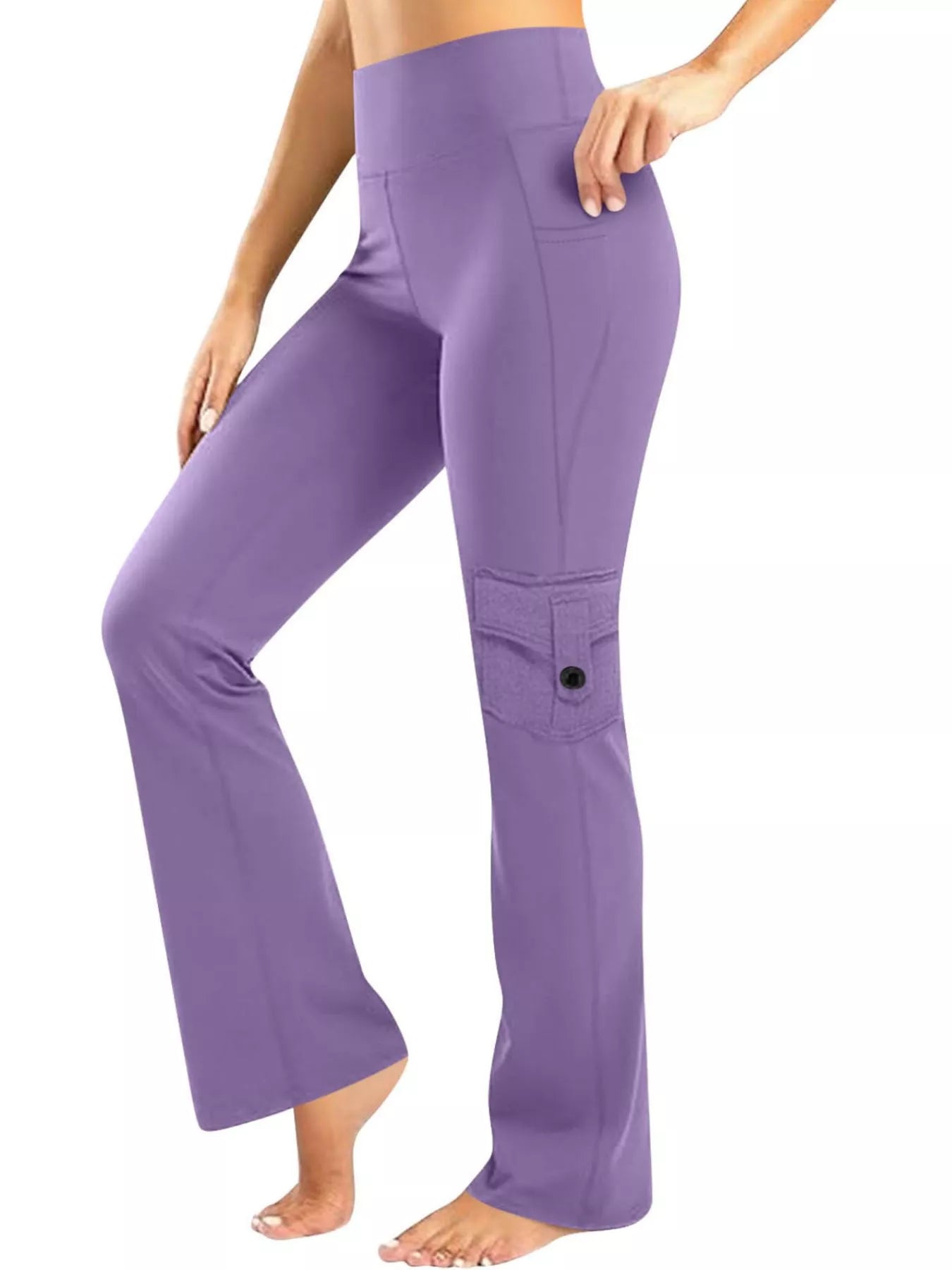 High-Waisted Yoga Pants with Pockets Purple