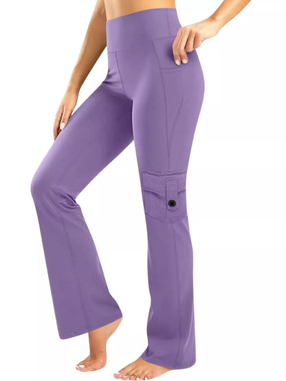 High-Waisted Yoga Pants with Pockets Purple