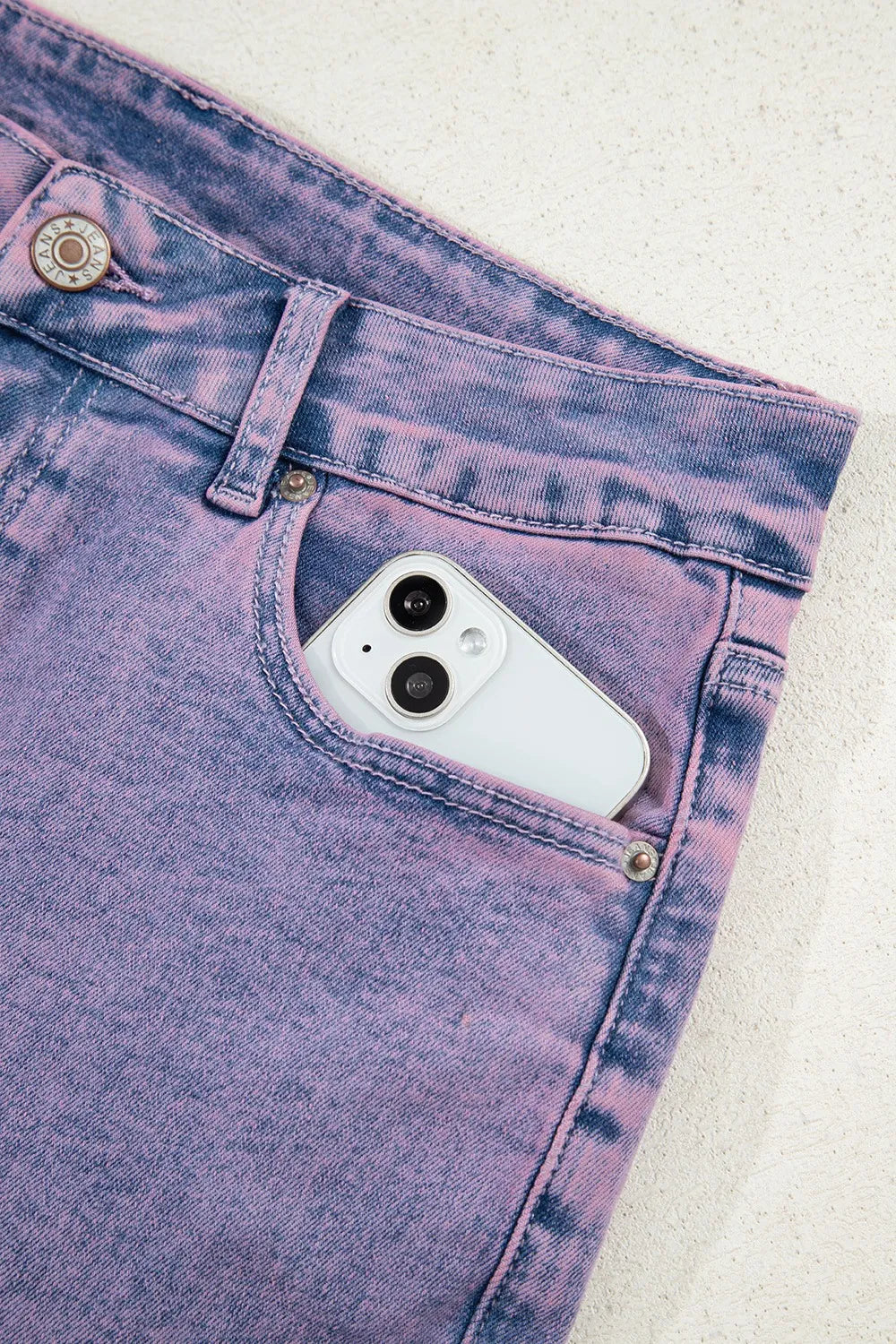 Washed Raw Hem Cropped Jeans