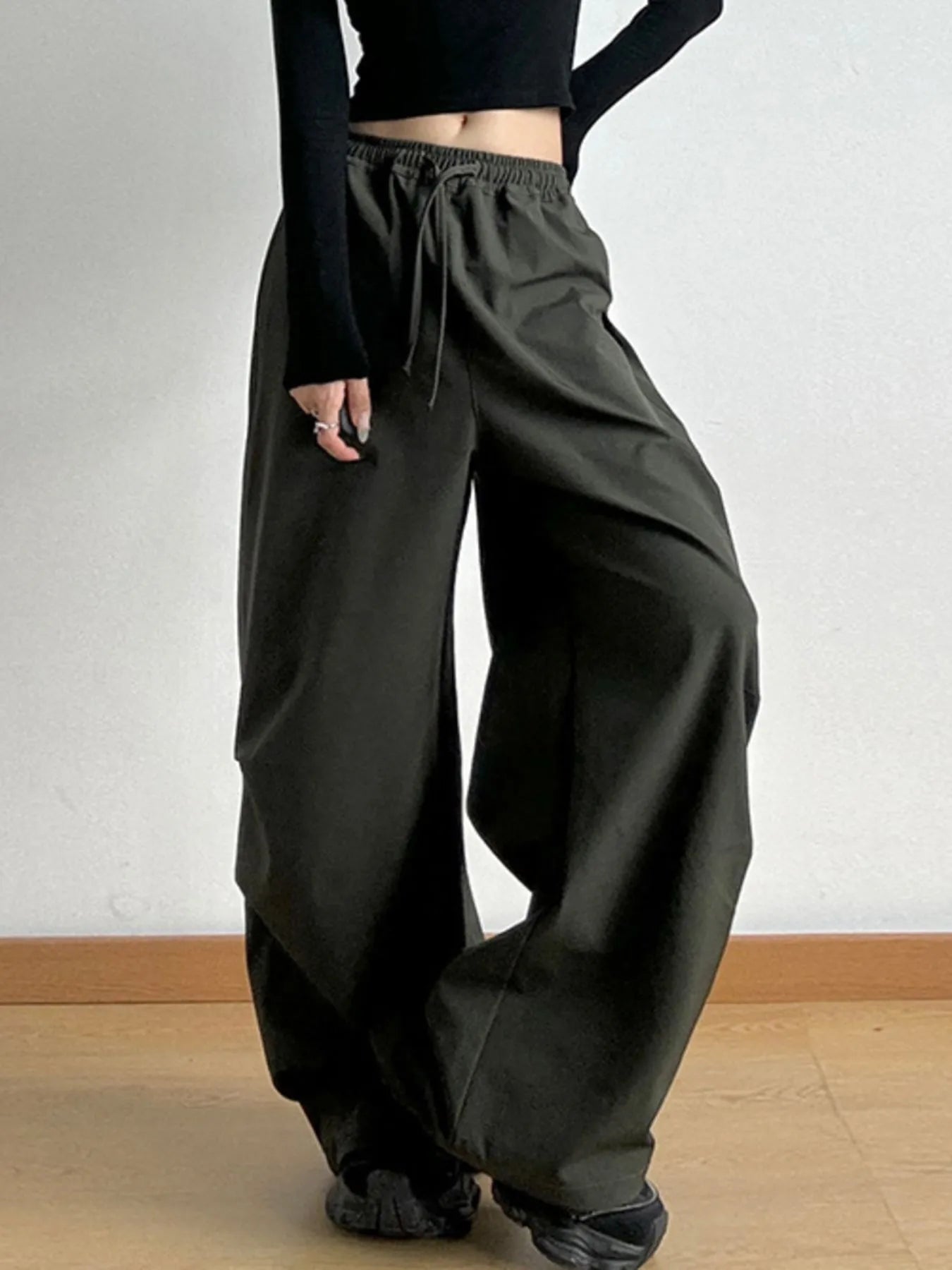 Wide Leg Pants with Drawstring Waist