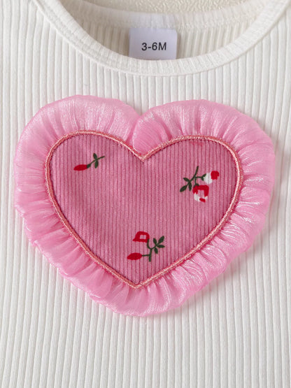 Children's Ruffled Bodysuit and Floral Pants Outfit Set with Headband