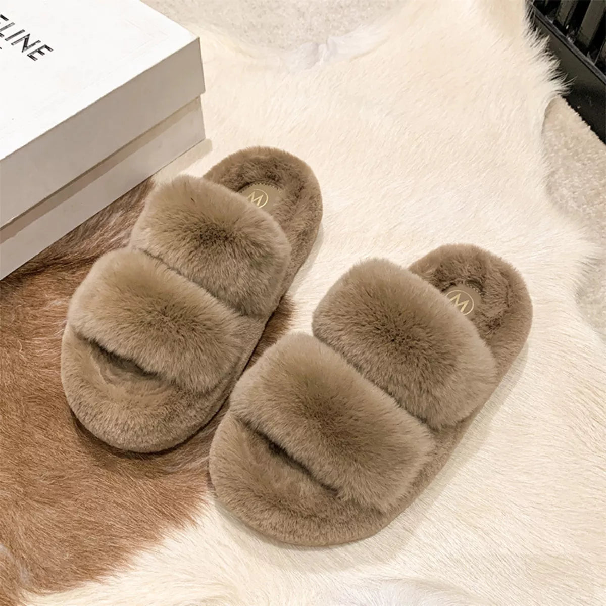 Fluffy Open Toe Slippers