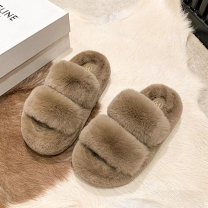 Fluffy Open Toe Slippers