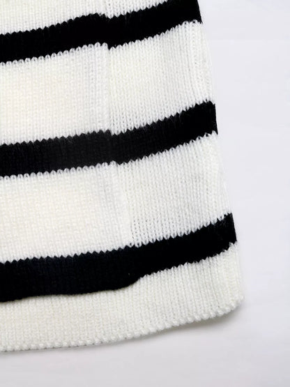 Striped Button-Front Cardigan