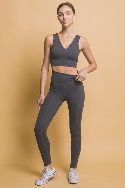 Love Tree High Waist Leggings with Side Pockets Dark Gray