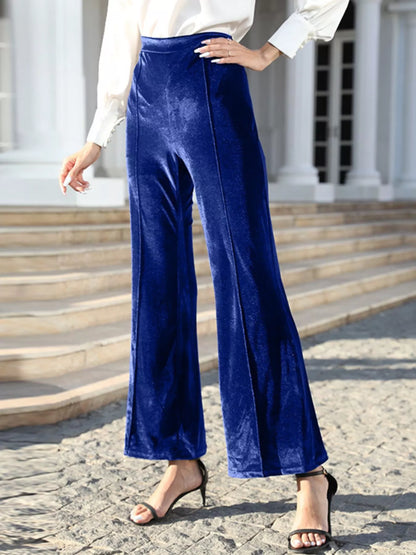 High-Waisted Wide Leg Velvet Pants
