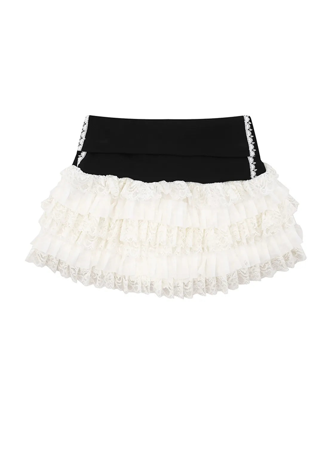 Layered Tulle Mini Skirt with Contrast Waistband