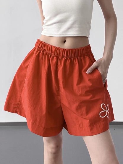 Elastic Waist Shorts Orange