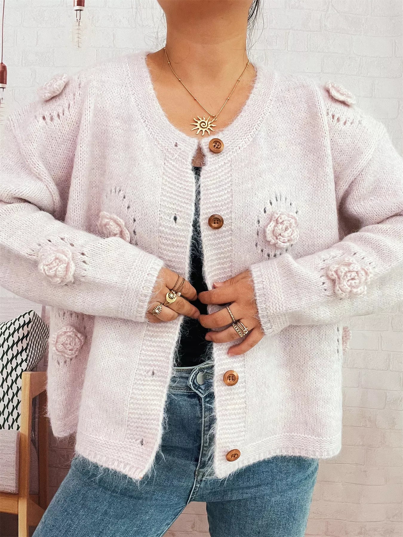Flower Button-Up Cardigan