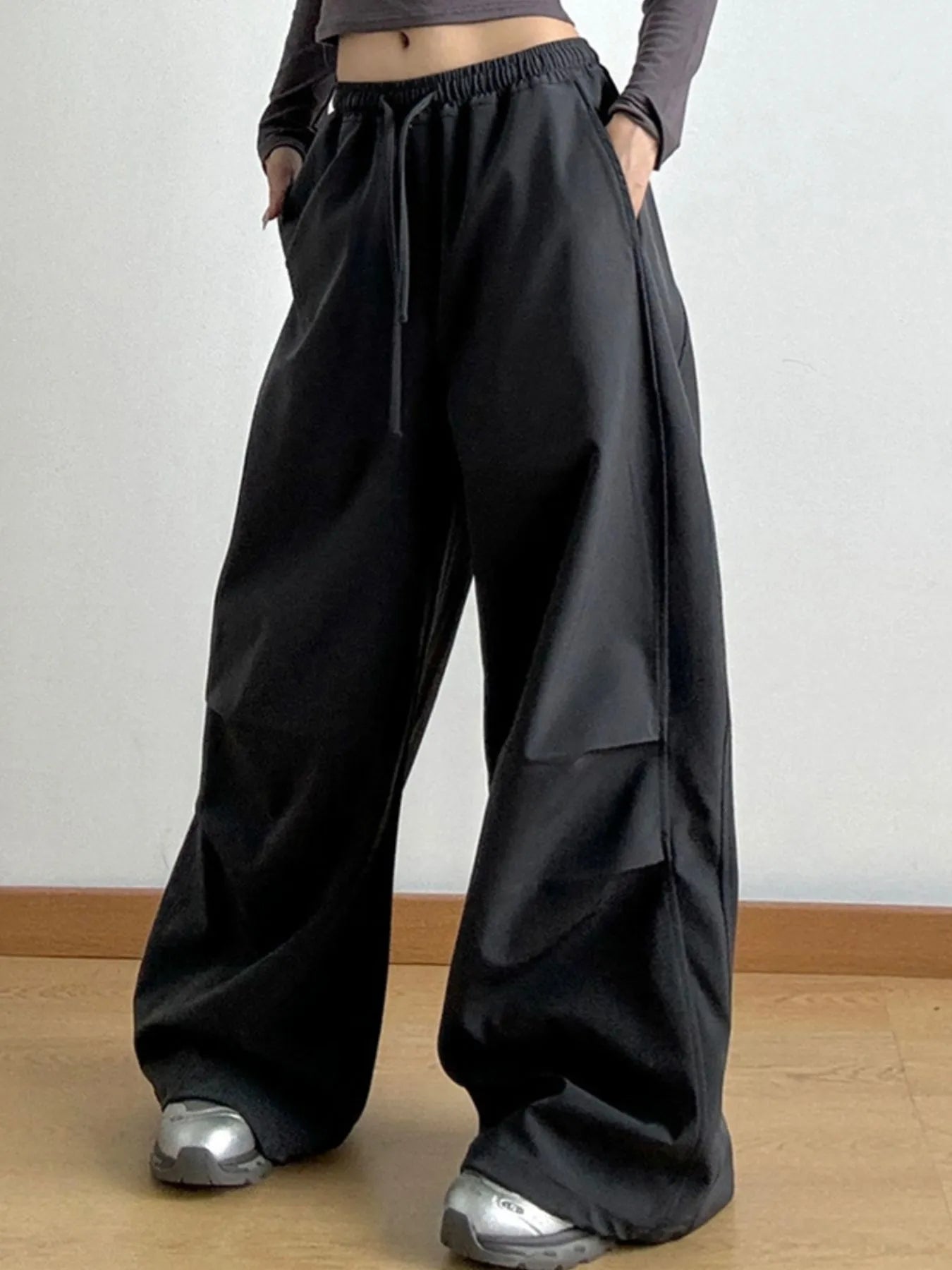 Wide Leg Pants with Drawstring Waist