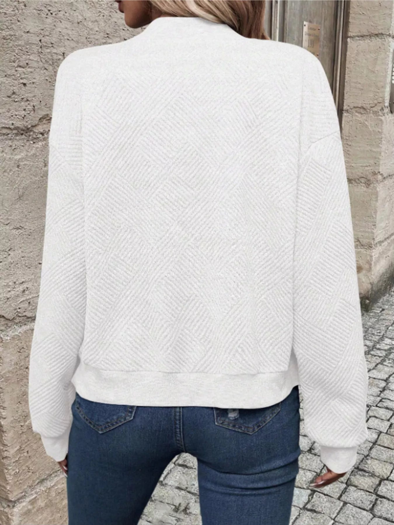 Textured Knit Zip-Up Bomber Jacket