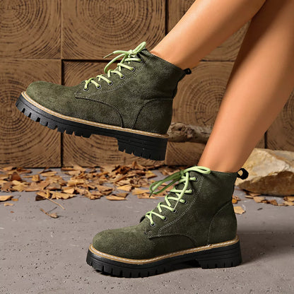 Lace-Up Ankle Boots Army Green