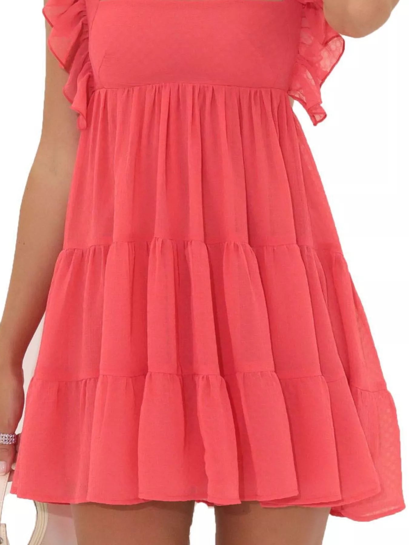 Ruffled Square Neck Tiered Dress