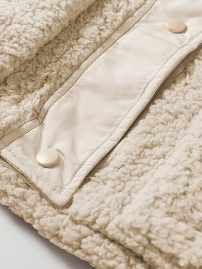 Faux Fur Snap Button Front Knot Side Plush Vest with Pockets