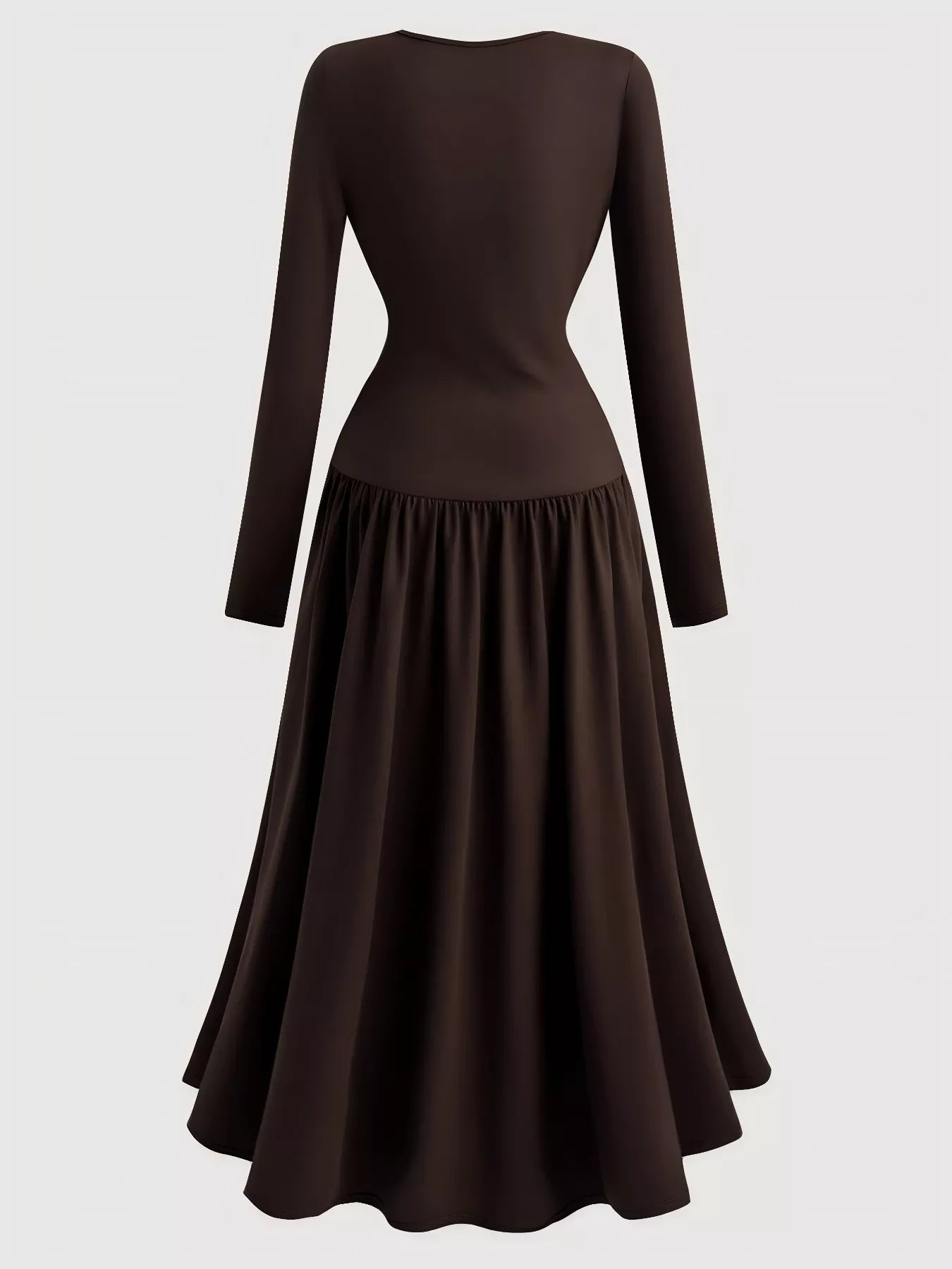 Ruched Long Sleeve A-Line Dress