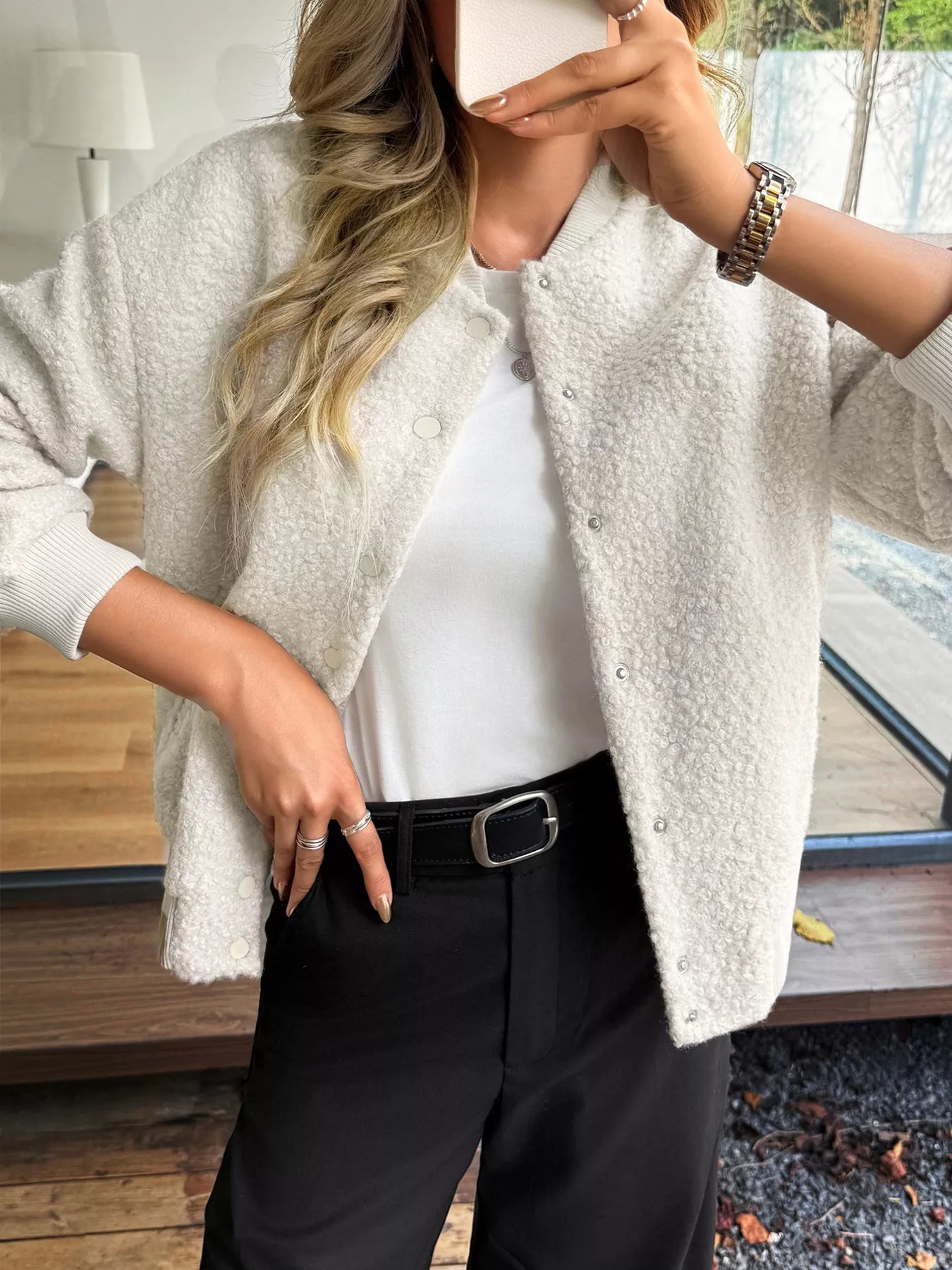 Snap Down Dropped Shoulder Jacket