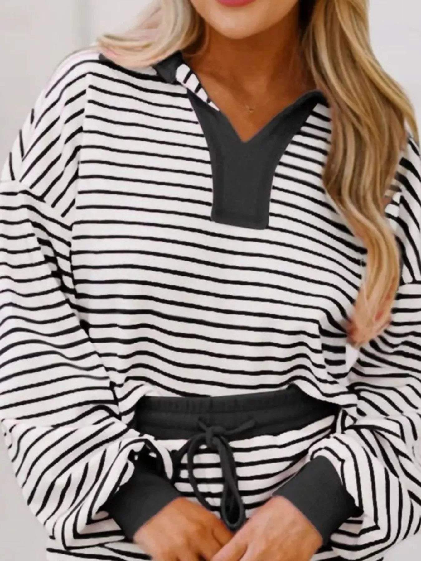 Striped Dropped Shoulder Top and Skirt Set