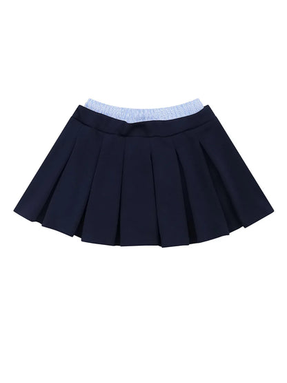 Drawstring Pleated Mini Skirt