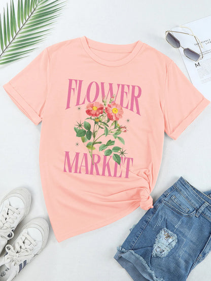 FLOWER MARKET Graphic Crewneck T Shirt