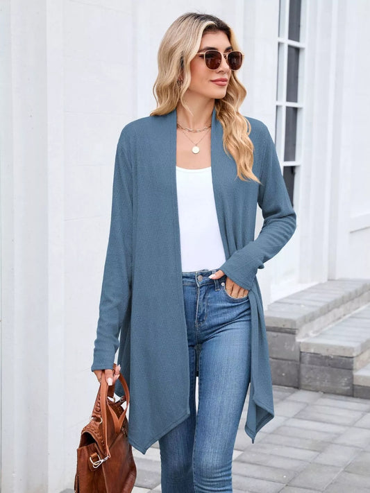 Open Front Long Cardigan Dark Blue