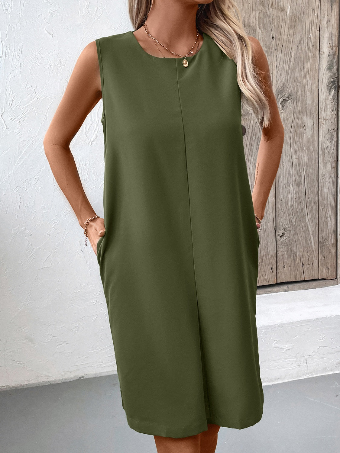 Pocket Mini Dress Army Green