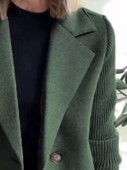 Full Size Knit Sleeve Double-Breasted Outerwear Plus Size