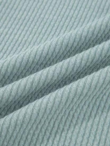 Ribbed Drop Shoulder Knit Hoodie