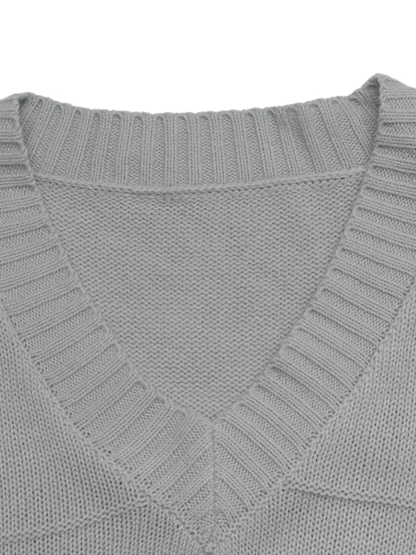 V-Neck Dropped Shoulder Sweater