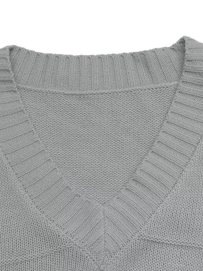 V-Neck Dropped Shoulder Sweater
