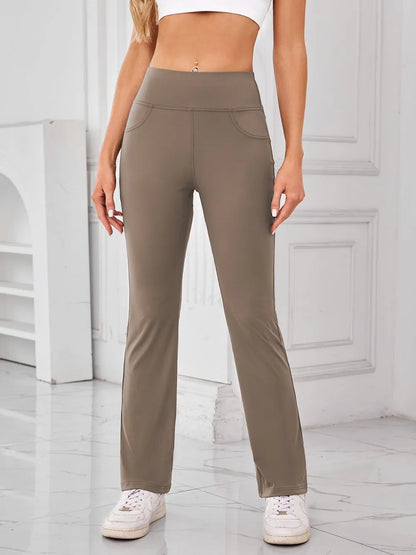 Lovelet High Waist Active Pants with Pockets Camel