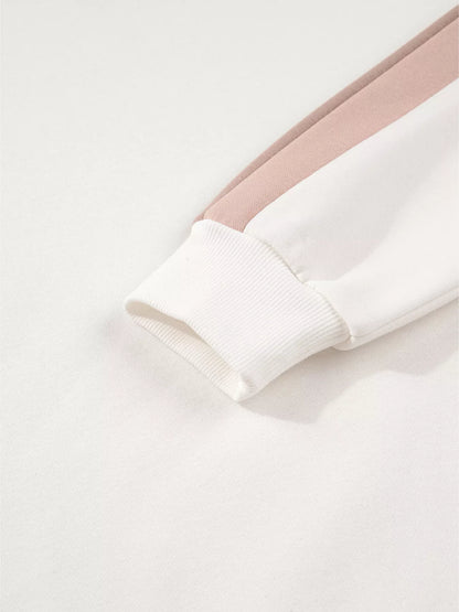 Color Block Patchwork Drop Shoulder Pullover and Shorts Set