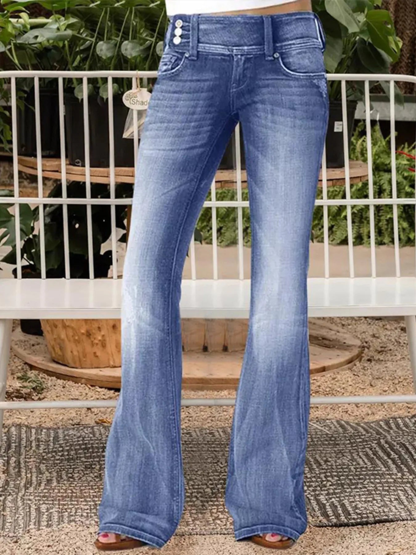 Full Size Vintage Wash Flare Jeans Plus Size