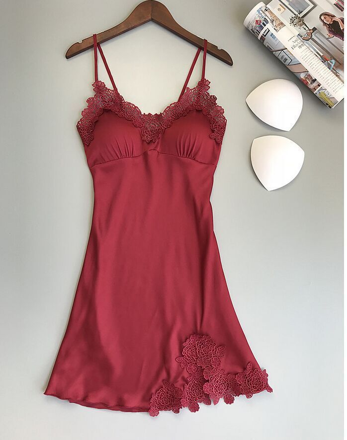 Women Sexy Sling Home Nightdress Red