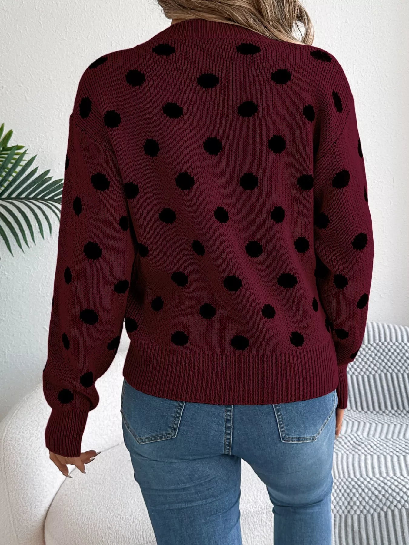 Polka Dot Round Neck Sweater
