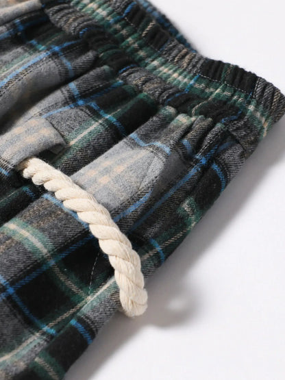 Plaid Casual Pants with Side Stripes