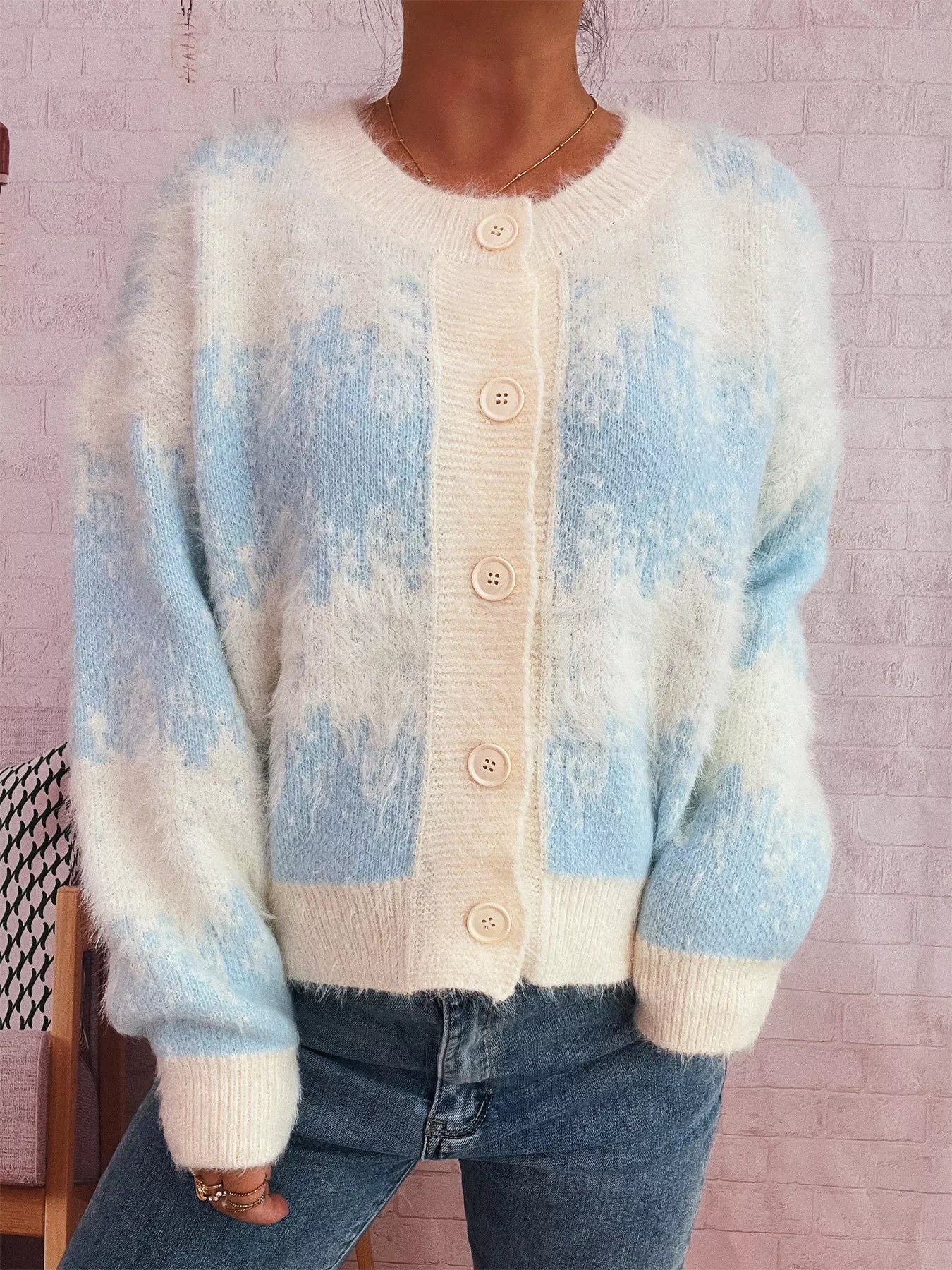 Ribbed Hem Button Up Cardigan