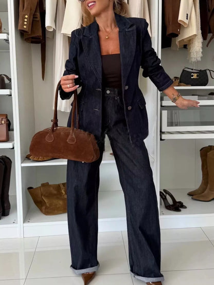 High-Waisted Wide-Leg Washed Jeans