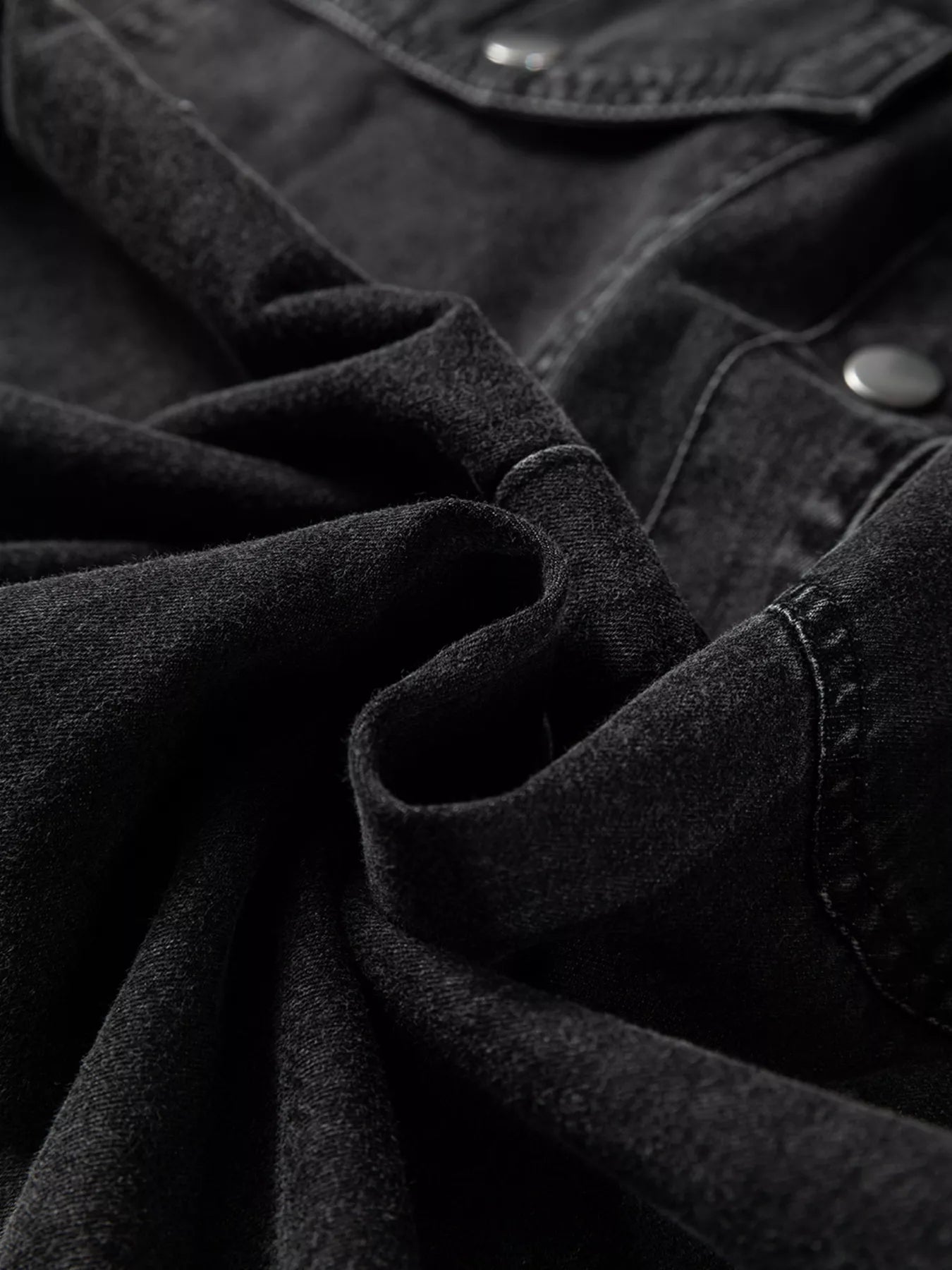 Chest Pocket Raw Hem Denim Loose Shirt Dress