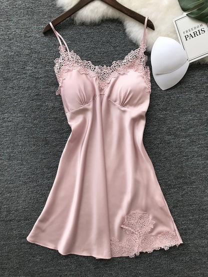 Women Sexy Sling Home Nightdress Pink