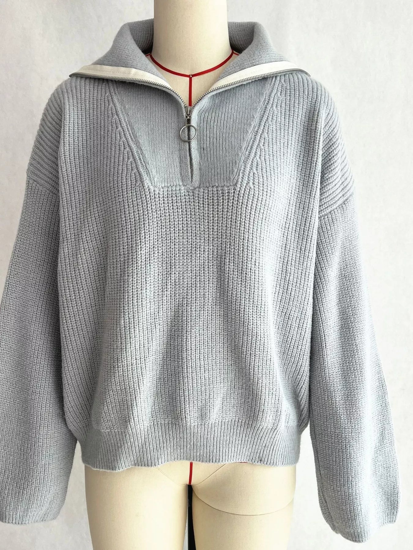 Half Zip Dropped Shoulder Sweater