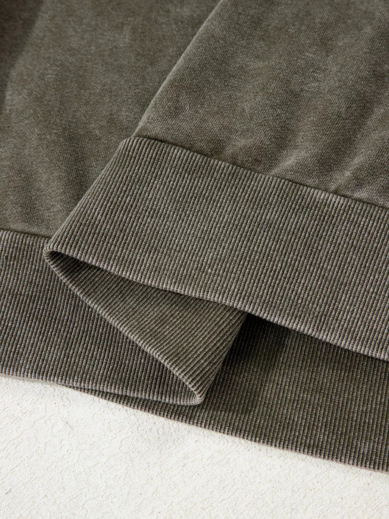 Lace Patchwork Detail Notched Mineral Wash Sweatshirt