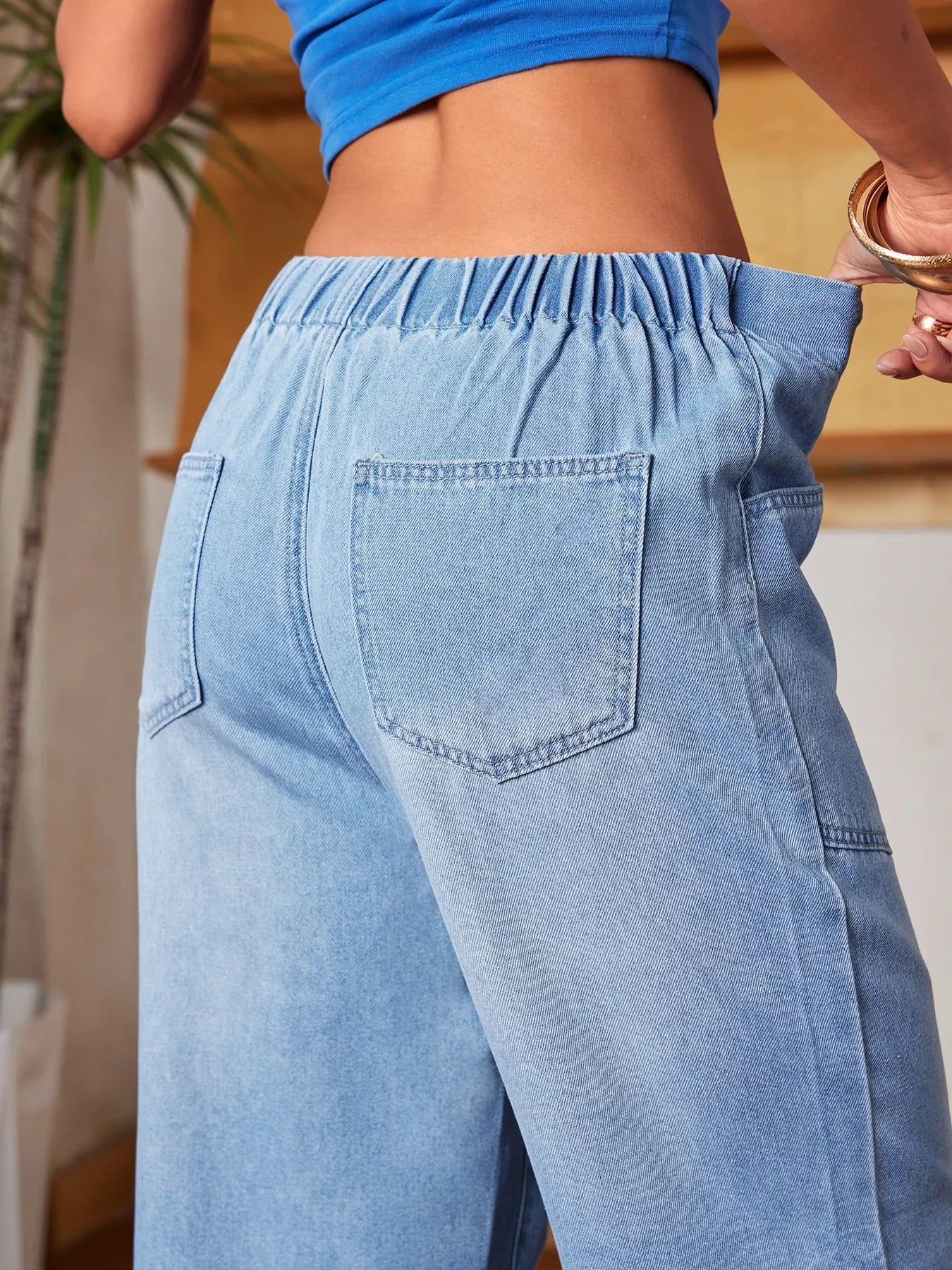 Drawstring Wide Leg Jeans