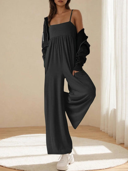 Spaghetti Strap Wide Leg Jumpsuit